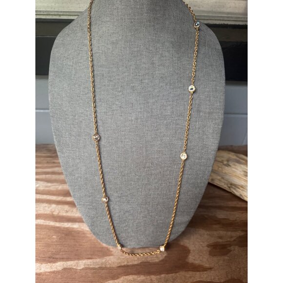 Long Swarovski Crystal Necklace Aurora Crystal Chain Unique Sparkly Jewelry 40" - Picture 2 of 6